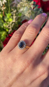 Vintage 1978 Sapphire & Diamond 18ct Gold Cluster Ring