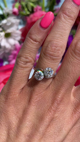 Art Deco 2.50 Carat Diamond & Platinum Two-Stone Crossover Engagement Ring