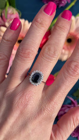 Vintage Sapphire & Diamond White Gold Cluster Engagement Ring (1.70cts)