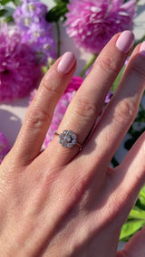 Art Deco 18ct Gold & Platinum Old-Cut Diamond Daisy Cluster Ring