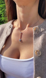 Antique Edwardian Sapphire & Diamond 18ct Gold Pendant Necklace