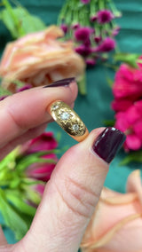 Antique Edwardian Diamond 18ct Gold Starburst Three-Stone Gypsy Ring