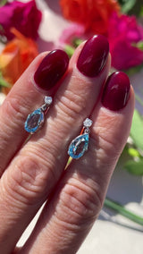 Pear-Shaped Aquamarine & Diamond 18ct White Gold Drop Earrings