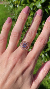 Morganite & Diamond 18ct Rose Gold Halo Cluster Ring