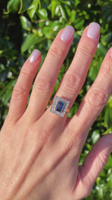 Vintage 1994 Sapphire & Diamond 18ct Gold Cluster Ring