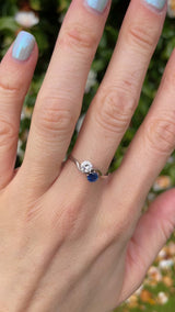 Art Deco Sapphire & Diamond Platinum Toi et Moi Engagement Ring