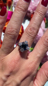 Vintage Sapphire & Diamond 18ct White Gold Star Cluster Ring