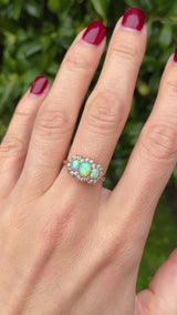 Victorian Opal & Old-Cut Diamond 18ct Gold Triple Cluster Ring By Alabaster & Wilson