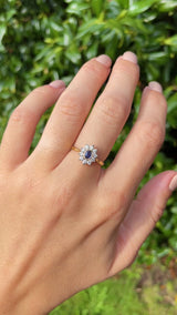 Vintage 1992 Sapphire & Diamond 18ct Gold Cluster Ring