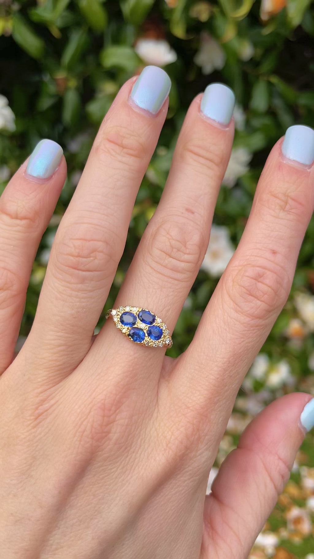 Vintage 1989 Sapphire & Diamond 18ct Gold Ring – Ellibelle