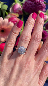 Vintage 1980 Diamond 18ct White Gold Daisy Cluster Engagement Ring (2.00cts)