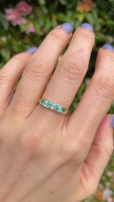 Art Deco Style Emerald & Diamond 18ct Gold Bezel Ring