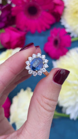 Vintage Sapphire & Diamond 18ct Gold Cluster Ring (2.37cts)