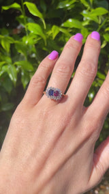 Vintage 1969 Sapphire, Ruby & Diamond 18ct Gold Cluster Ring