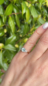 Vintage 1987 Aquamarine & Diamond 18ct Gold Seven-Stone Ring