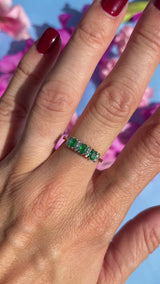 Vintage 1990 Emerald & Diamond 18ct Gold Ring