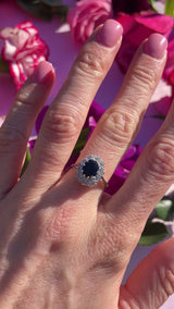Vintage Sapphire & Diamond 18ct White Gold Cluster Ring (1.40cts)