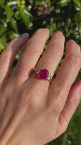 Ruby & Diamond 18ct Gold Three-Stone Trilogy Engagement Ring