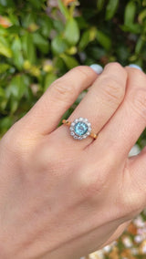 Aquamarine & Diamond 18ct Gold Cluster Engagement Ring