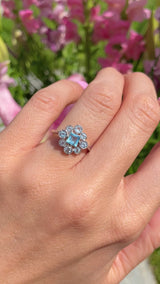 Sky Blue Topaz 9ct White Gold Cluster Ring