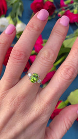 Peridot & Diamond Platinum Three-Stone Engagement Ring (2.20cts)