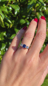 Vintage Sapphire & Diamond Platinum Three-Stone Engagement Ring (0.78ct)