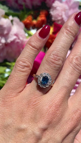 Edwardian Sapphire & Diamond 18ct Gold Platinum Cluster Ring (0.72cts)