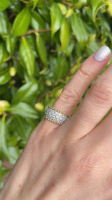 Vintage 1989 Pavé Diamond 18ct Yellow Gold Wide Band Ring