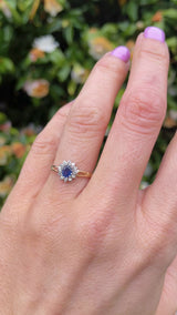 Blue Sapphire & Diamond 9ct Gold Cluster Ring (0.30ct)