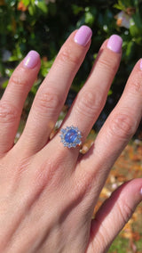 Vintage 1989 Ceylon Sapphire & Diamond 18ct Gold Cluster Ring (1.37cts)