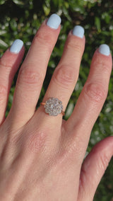 Antique Victorian Old-Mine-Cut 18ct Gold Platinum Diamond Cluster Ring (1.17ct
