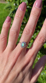 Antique Edwardian Opal & Diamond 18ct Gold Platinum Cluster Ring