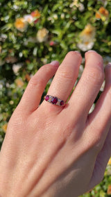 Antique Ruby & Old Cut Diamond 18ct Gold Belcher Ring