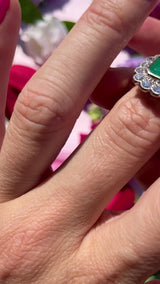 Vintage 1998 Emerald & Diamond 18ct Gold Cluster Engagement Ring (4.10cts)