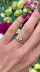 Victorian Ruby & Diamond 18ct Gold Band Ring