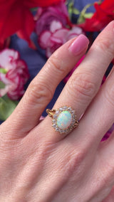 Antique Victorian Australian Opal & Old-Cut Diamond 18ct Gold Cluster Ring