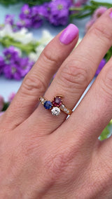Antique Edwardian Ruby, Sapphire & Diamond 18ct Gold Trefoil Ring