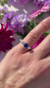 Vintage Sapphire & Diamond 18ct Gold Platinum Three-Stone Engagement Ring (0.82cts)