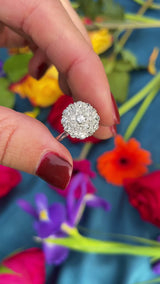 Art Deco Old European-Cut Diamond 18ct White Gold Platinum Cluster Ring (1.00ct)