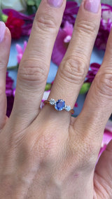 Vintage 1988 Sapphire & Diamond 18ct Gold Three-Stone Trilogy Ring