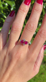 Vintage 1985 Ruby & Diamond 18ct Gold Ring