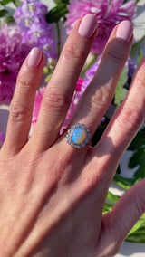 Vintage Natural Australian Opal 18ct Gold & Platinum Cluster Ring