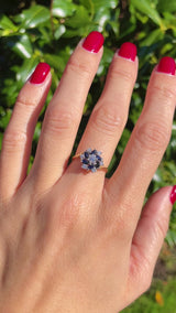 Vintage 1989 Sapphire & Diamond 18ct Gold Ring