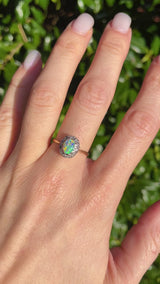 Vintage 1960s Opal & Diamond 18ct Gold Cluster Ring