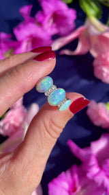Art Deco Opal & Diamond 18ct White Gold Platinum Ring