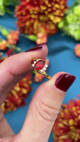 Vintage 1999 Fire Opal & Diamond 18ct Gold Crossover Ring