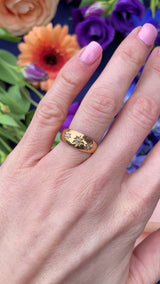 Edwardian Diamond 18ct Gold Three-Stone Starburst Gypsy Ring