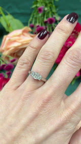 Vintage Emerald-Cut Diamond Platinum Three-Stone Engagement Ring (0.75cts)