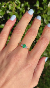 Vintage 1990 Emerald & Diamond Three-Stone Engagement Ring