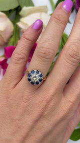 Vintage Yellow Diamond & Sapphire 18ct Gold Cluster Ring